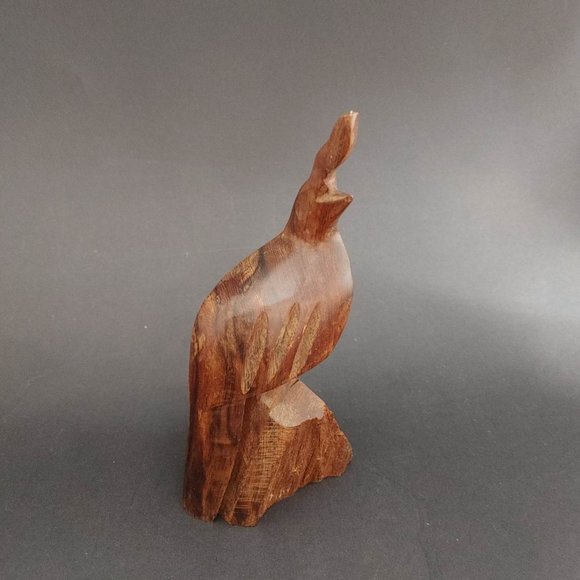 Accents Hard Wood Carved Quail Solid Sculpture Partridge Bird Art